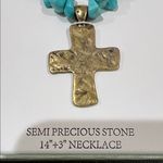 Atterri | Turquoise Cross Choker Necklace ~ 14β + 3β Blue Photo 3