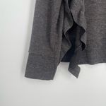 ZARA  Womens Cabin Core Long Sleeve Ruffled Grey Crew Neck Cut‎ Out Sweater Sm Photo 6