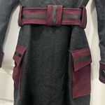 Diane Von Furstenberg  Gray & Maroon Belted Wool Long Coat Size 6 US Photo 7