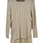 Modcloth  A'reve cream long sleeve pullover lace crochet side tie size small /med Photo 0