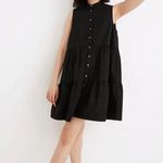 Madewell Black Gray Sleeveless Tiered Button Down Mini A-Line Shirt Dress Sz XS Photo 0