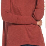 Free People We the Rust Orange Split Back Turtleneck Sweater Size L Photo 0