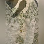 VINTAGE 1970s Unbranded Green Toile Printed Tie Front Bow Long Sleeve Blouse Size L Photo 4