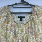 Ralph Lauren  Cropped sleeves Paisley Print Bohemian Top Cotton Sz Large Photo 7