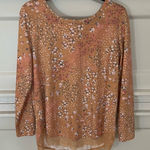 LC Lauren Conrad Lauren Conrad Peach Floral Long Sleeve with Lace Hem and Bow Size Medium Photo 0
