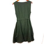 Fat Face 10 Linen Army Green Midi Dress Scoopneck Pockets Tie Front Summer Beach Photo 5