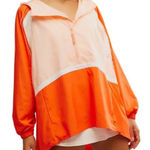 Free People #32 NWT Care FP Like The Wind Logo Jacket in Pastel Peach Combo Photo 0