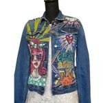 Custom Painted Blue Jean Jacket Original Pop Art style size extra small Photo 0