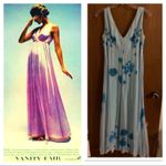 70s blue floral flowy maxi dress fairy Photo 2