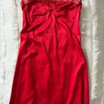 Amazon Red Satin Lace Dress Photo 1