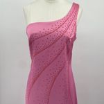 Vintage 90s Rampage Gown One Shoulder Glitter Front Side Slit Maxi Pink Womens 4 Photo 2