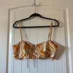 NWT CAARA Linen Blend Crop Top Swirl Print‎ Smocked Back XL Orange Photo 1