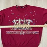 Vintage Cozy Red Cat & Fence Graphic Sweatshirt Women's Long Sleeve Top FLAW Size M Photo 3