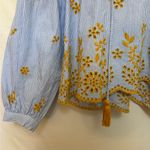 ZARA  Blouse‎ FLORAL EMBROIDERY Stripe VOLUMINOUS Sleeve Size Small Photo 6