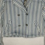 Diane Gilman Striped Denim Double Breasted Jacket Blue White Size Small Preppy Photo 2