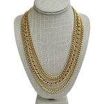 Chunky Gold Tone Curb Cuban Multi Chain Link Layered Necklace Photo 0