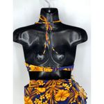 Venus VTG 90s Bikini Swimsuit 4 Pc Set Tops + Bottom + Sarong Blue Yellow Floral Photo 6