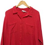 Calvin Klein Women Button Up Top 2X Coral Cotton Gauze Relaxed Cruisewear Resort Photo 2