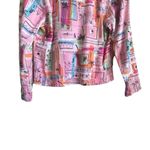 New Direction Women Cotton Top L Multicolor Artsy Novelty Travel Print Jacket Photo 5