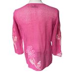 Sigrid Olsen Pink Floral Hand Knitted Pullover Sweater, Sz Medium Photo 3