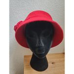 Croft & Barrow  Red Wool Blend Felt Cloche Hat Vintage 1920s Style Floral… Photo 5