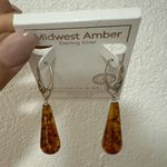 Midwest Baltic Amber Sterling Silver Drop dangle Lever Back Earrings Photo 1