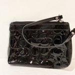 Coach Signature Stitch Black Patent Leather Wristlet Wallet Clutch Photo 4