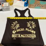 Chaser  Brown Racer Back Tank Top Cancel Plans Palm Tree Rest & Relaxation XS Photo 4