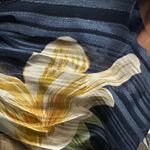 Alexa B Nites yellow blue floral dress gold filament shoulder open short sleeve Size 16W Photo 7