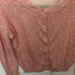 Banana Republic : Pink/Cream cardigan sweater- abstract pattern- lightweight- M Photo 3