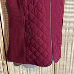 J.Jill Burgundy Red Zip Front Heavy Quilted Puffer Vest Button Pockets Medium Photo 2