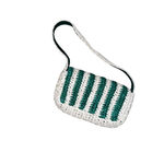 Anthropologie NWOT STRIPED RAFFIA SHOULDER BAG IN Green Photo 6