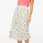 J.Crew Petite Midi Skirt Flounce Hem Strawberry Print Cotton Cottagecore XXS NWT Photo 0