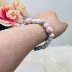 Ceramic Pastel beaded Stretch Bracelet w/ Pink Ceramic Star Bead Photo 2