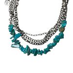 Faux Turquoise Silver Tone Chain Layered Choker Claire’s Necklace Boho 12 Photo 4