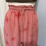 BB Dakota  Tie Dye Pink Boho Flowy High Waist Slit Midi Skirt S Elastic Waist Photo 3