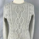 Gap MATERNITY Wool Cream Silver Chunky Cable Knit Fisherman Sweater Womens M Photo 1