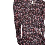 IRO  Lou Top in Black Floral Red Long Sleeve Sheer Puff Sleeve Size 6‎ Medium M Photo 5