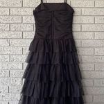 BCBGMAXAZRIA  Tiered Ruffle Tulle Midi Dress Black Size 4 Photo 2