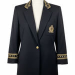 Giancarlo Ferrari Blazer Black Gold Crest Wool Nautical Military Jacket Medium Photo 0