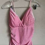 None Unbranded Bubblegum Pink Velour Body Con Faux Wrap Mini Dress Photo 2