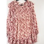 Free People Womens Dress Red These Dreams Mini Floral Pleated Babydoll Boho XS Photo 7