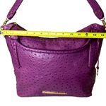 Brahmin Purple Ostrich Embossed Leather Top Handle Carry On Shoulder Bag Photo 13