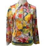 Coldwater Creek Retro Multicolored Floral Full Zip Collared Shirt Crop Jacket Photo 0