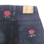 ZARA Relaxed Jeans Floral Embroidered High Rise Black Denim Photo 3