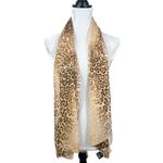Dennis Basso NWT  Brown & Tan Leopard Animal Print Lightweight Chiffon Scarf Photo 1