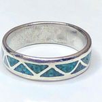 Sterling Silver Crushed Turquoise Mosaic Inlay  Southwestern Ring Size 11 Photo 12
