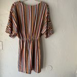 Hummingbird ‎ Dress Womens Medium Multi Stripe Short Sleeve V Neck Boho Summer Photo 9