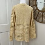 Liz Sport Vintage Crocheted Open Knit Butter Yellow Cardigan Boho Cottagecore Sz L Photo 1