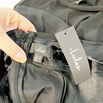 Lulus Dreamy Admiration Long Ruffled Slit Maxi Dress Gown Black Small Photo 1